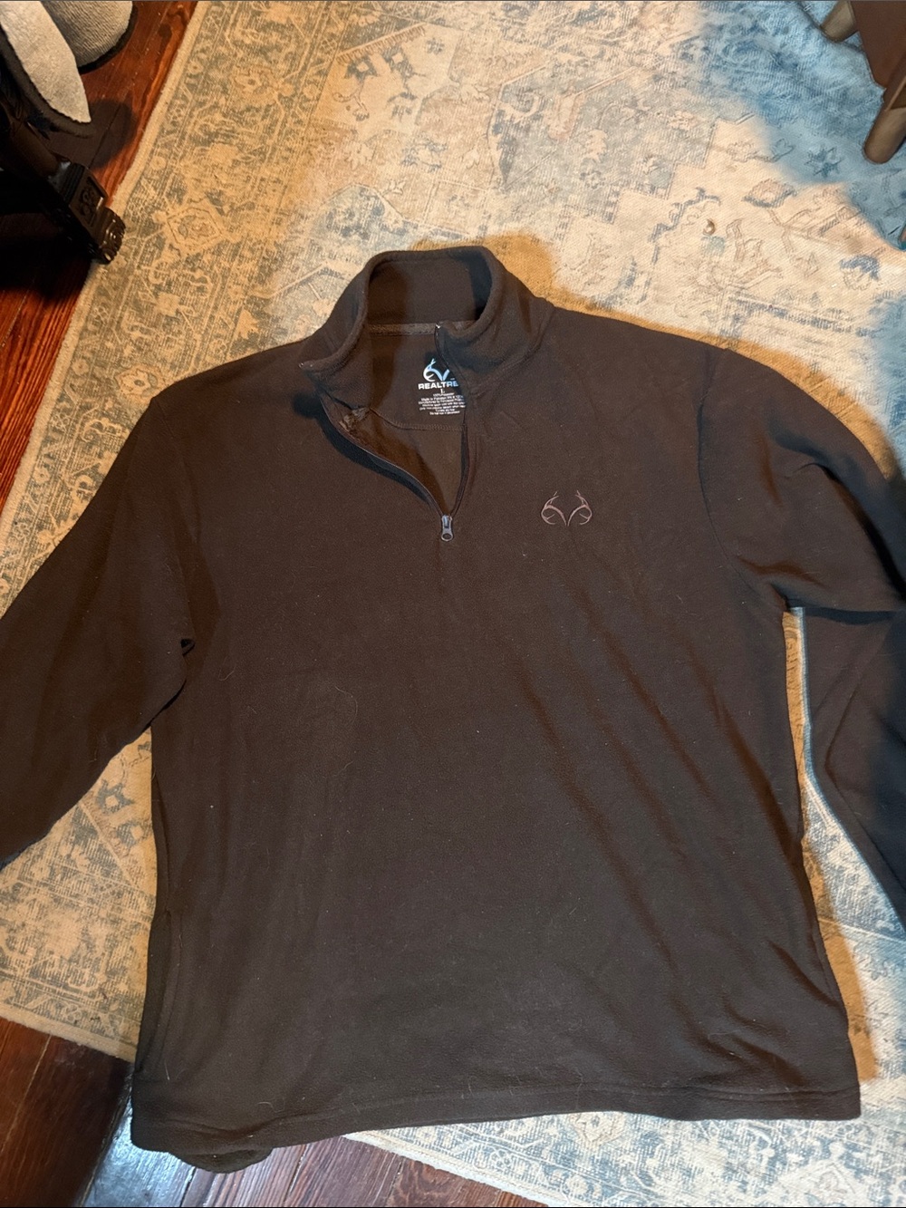 Realtree Men's Black Half-Zip Fleece Pullover